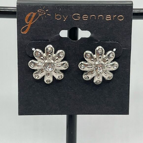 G by Gennaro Dangle Earrings Floral  Post Silver - Picture 1 of 6